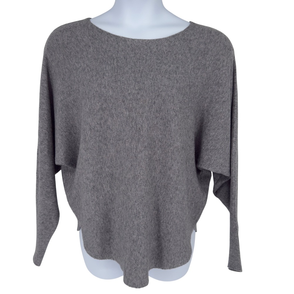 Vila Milano Gray Boxy Lightweight Knit Sweater Dolman Sleeve Size XL